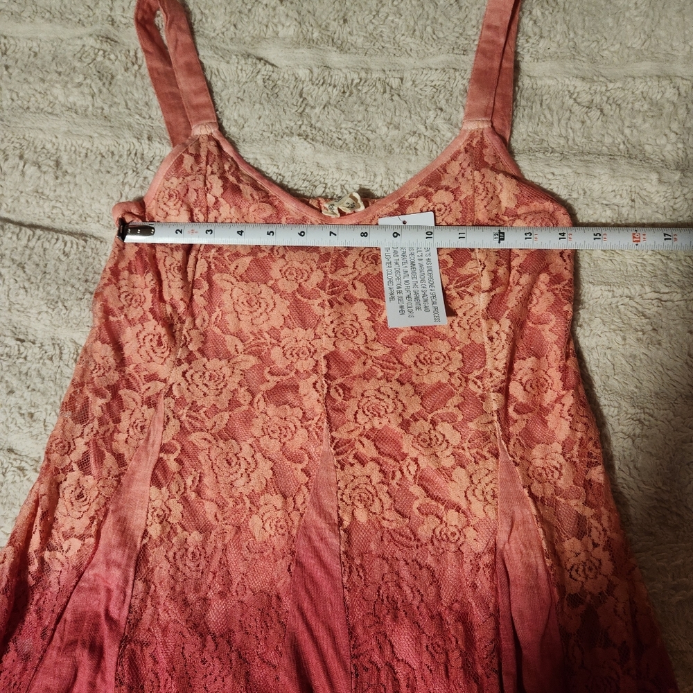 Indigo Thread Co Maxi Slip Dress Sz S NWT Peach/Burgandy Ombre Floral Lace Boho - Picture 4 of 7